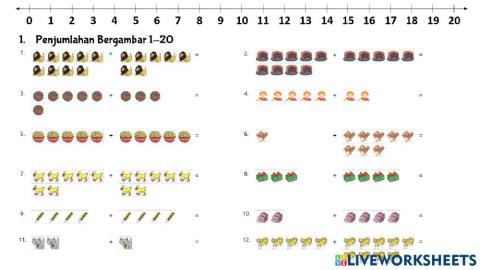 Penjumlahan Bergambar 1-20 A