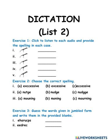 Dictation(List 2)
