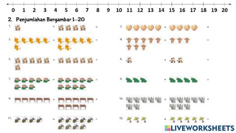 Penjumlahan Bergambar 1-20 B