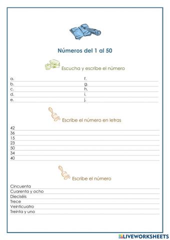 Números del 1 al 50