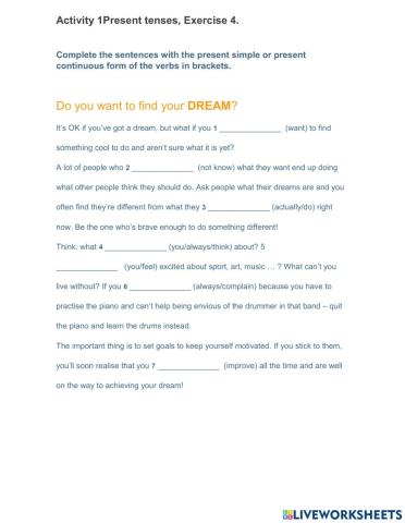 1 The true you - Grammar Ex 4