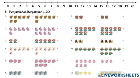 Penjumlahan Bergambar 1-20 E