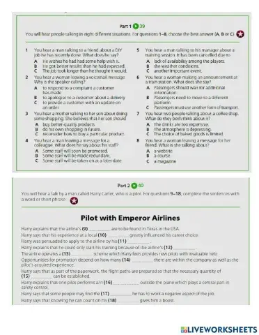 Listening Paper - Gold Coursebook