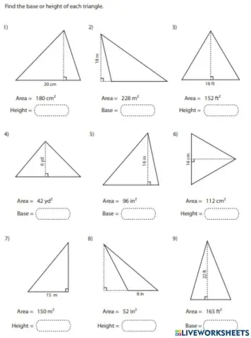 Finding the base or height of a triangle