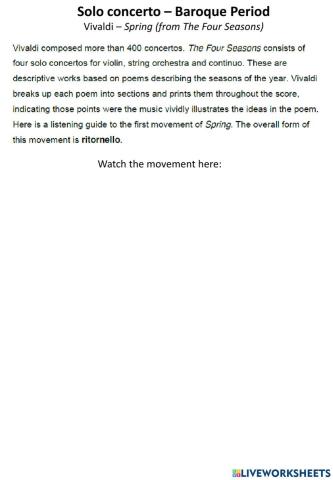 Vivaldi Intro to Spring