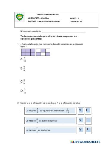 Actividad de fracciones