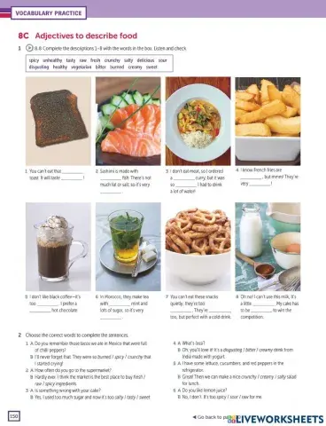 CLASS ACTIVITY - Food adjectives