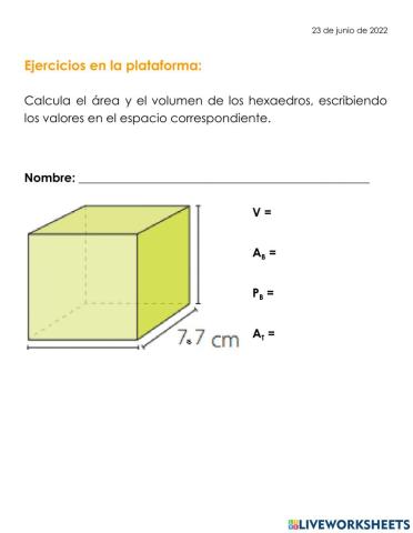 Ejercicios área y volumen Tetraedro y Hexaedro