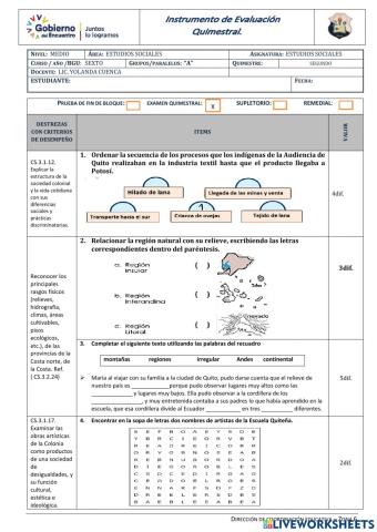 Examen quimestral EESS
