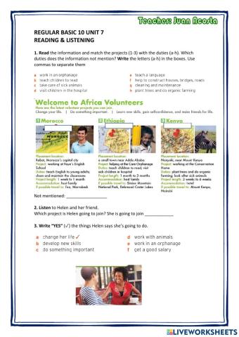 Reading welcome to africa volunteers