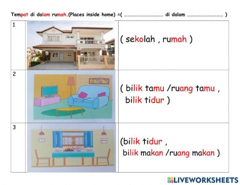 Tempat di dalam rumah