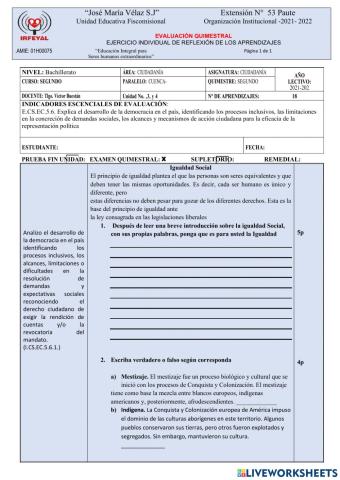 Examan de Ciudadanía segundos