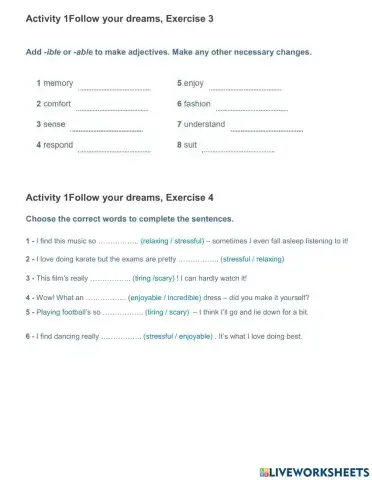 1 The true you - Vocabulary Ex 3 to 6