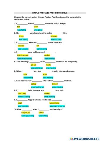 Simple Past and Past Continuous