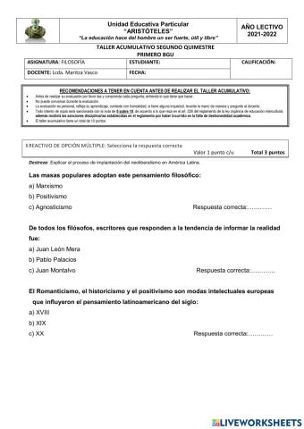 Examen filosofía primero iiq