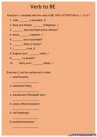 Verb to be, all forms