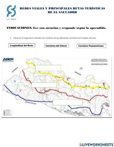 Rutas turisticas y principales carreteras de El Salvador