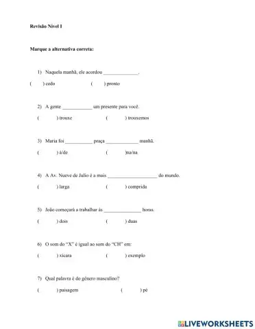 Revisão e Avaliação Nível 1