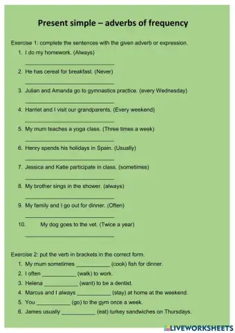 Present simple - adverbs of frequency