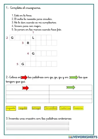 Aprendemos ga, go, gu, gue y gui.