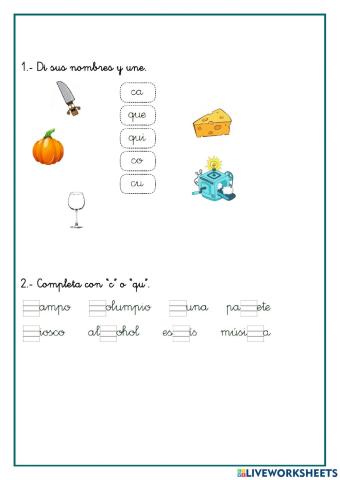 Aprendemos ca, co, cu, que y qui.