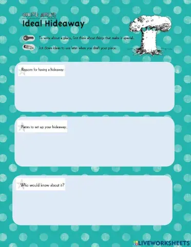 Hideal hideaway writing practice brainstorm