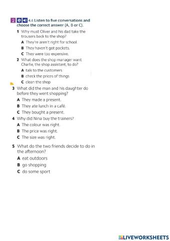 Listening - ge a2 - unit 4