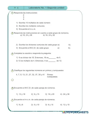 Ejercicios de mcm y MCD