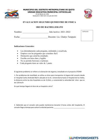 Evaluación segundo quimestre