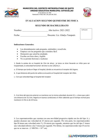 Evaluación segundo quimestre