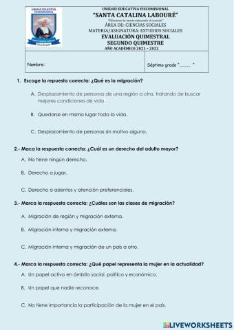 Evaluación de Estudios Sociales