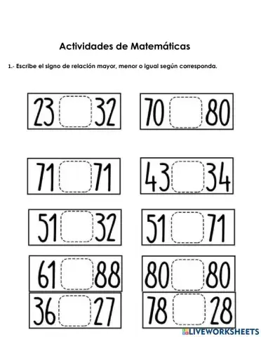 Actividades  de matemáticas