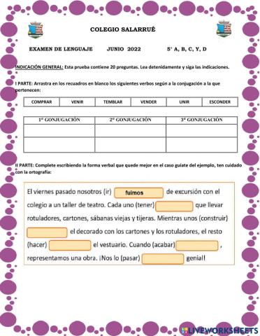 EXAMEN DE LENGUAJE JUNIO