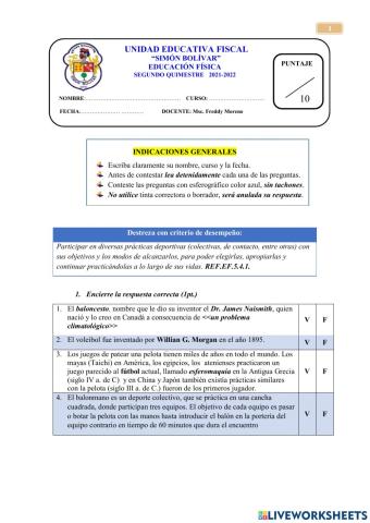 Examen de Educación Física