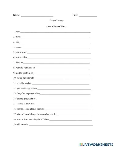 I am  Poem write your Own