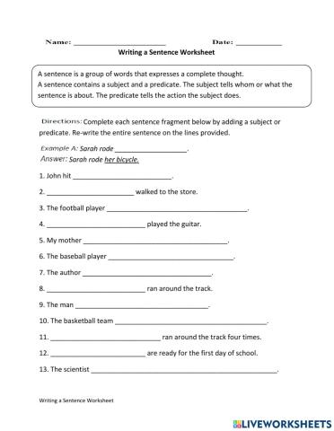 Writing Sentences