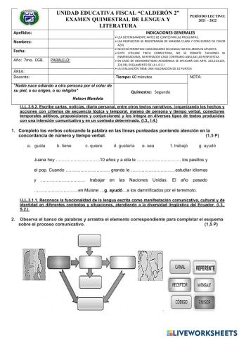 Examen de Leng. y Lite. 2Quim