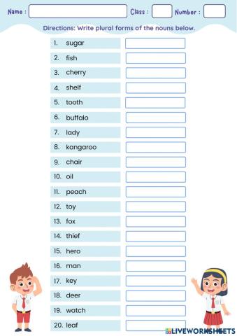 Plural Nouns Test 1-2