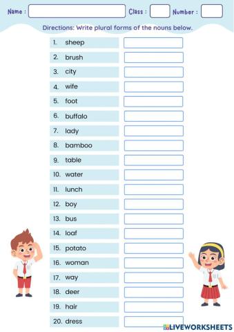 Plural Nouns Test 1-3