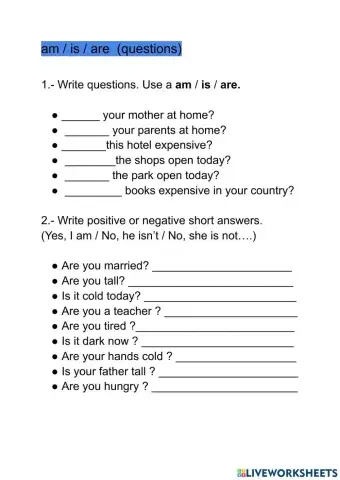 Am - is - are questions