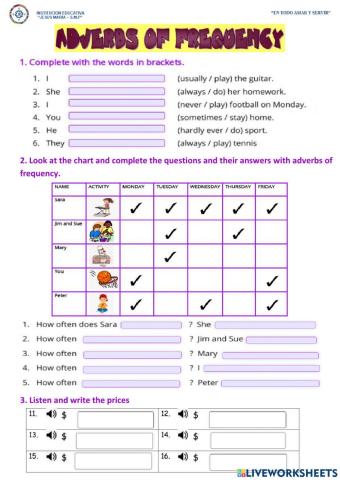 Adverbs of frequency