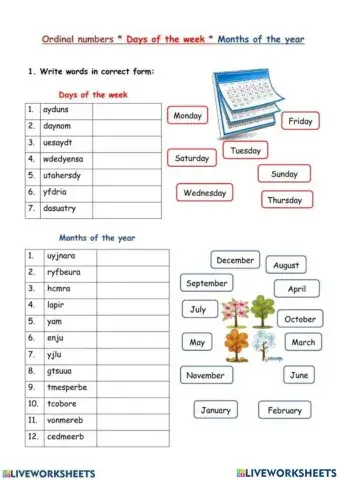 Months of years and days of the weak