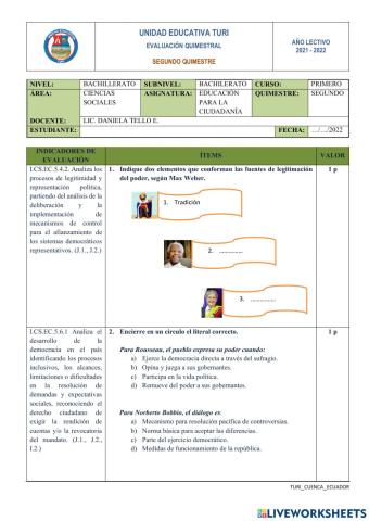 Examen de Primero de Ciudadanía