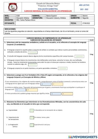 Examen de ECA - 2do. Quimestre