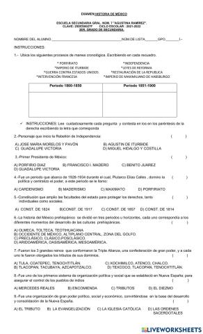 EXAMEN EXTRAORDINARIO HISTORIA III