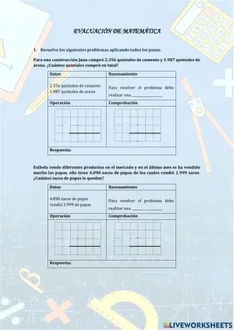 Evaluación de matemática