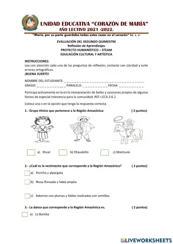 Evaluación Quimestral ECA