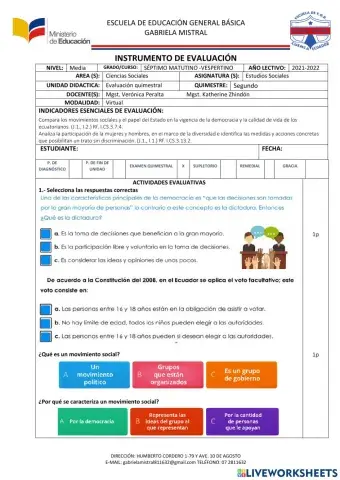 Evaluación II quimestre