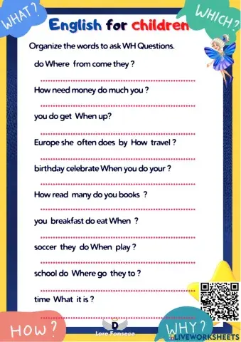 Wh question who , where, what, when efc