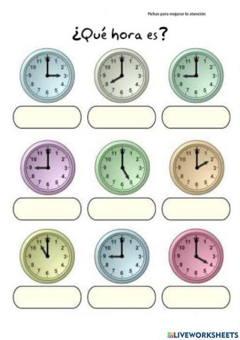 Las horas analógicas (en punto)